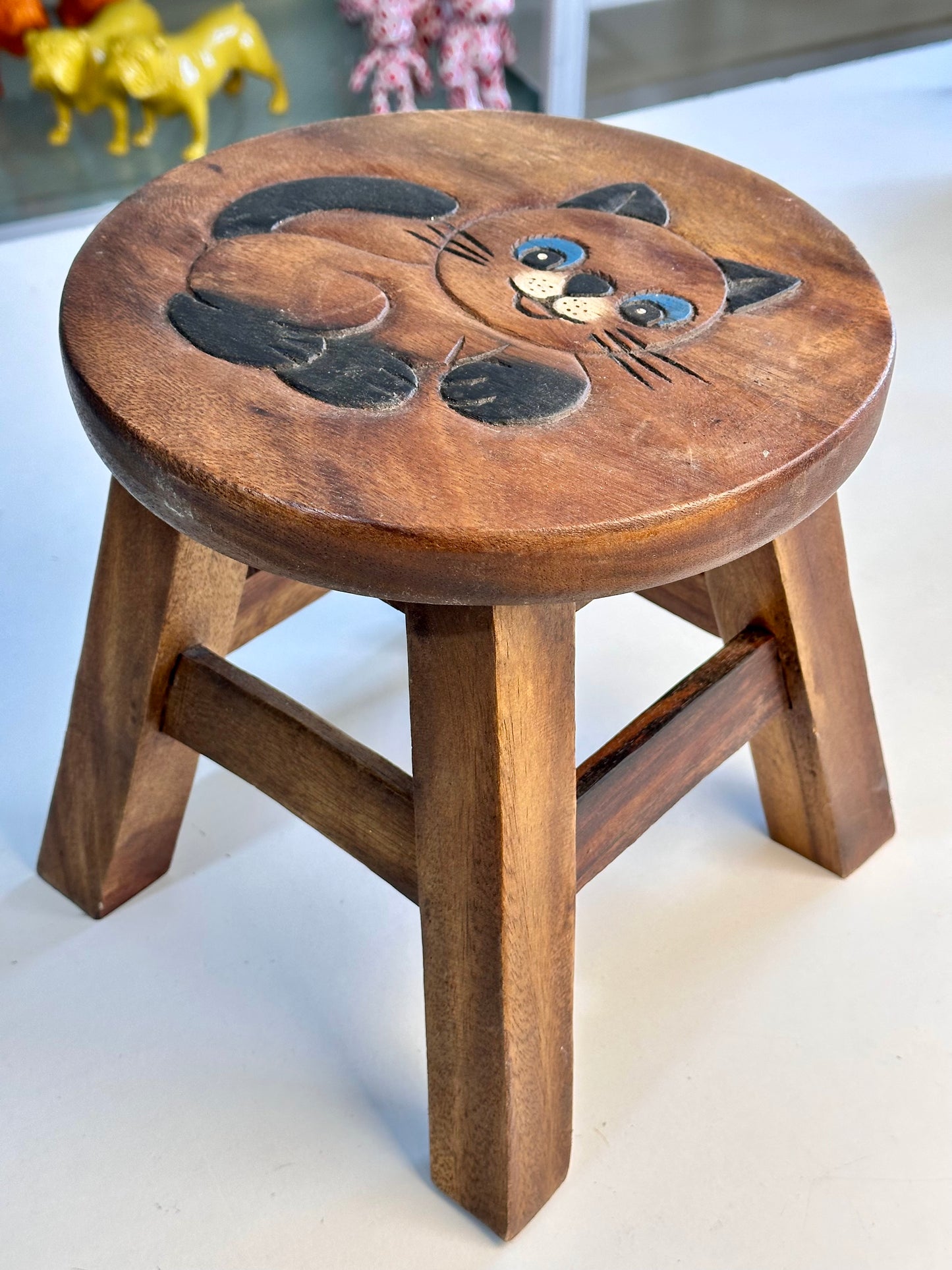 Children's Wooden Happy Cat Face Stool
