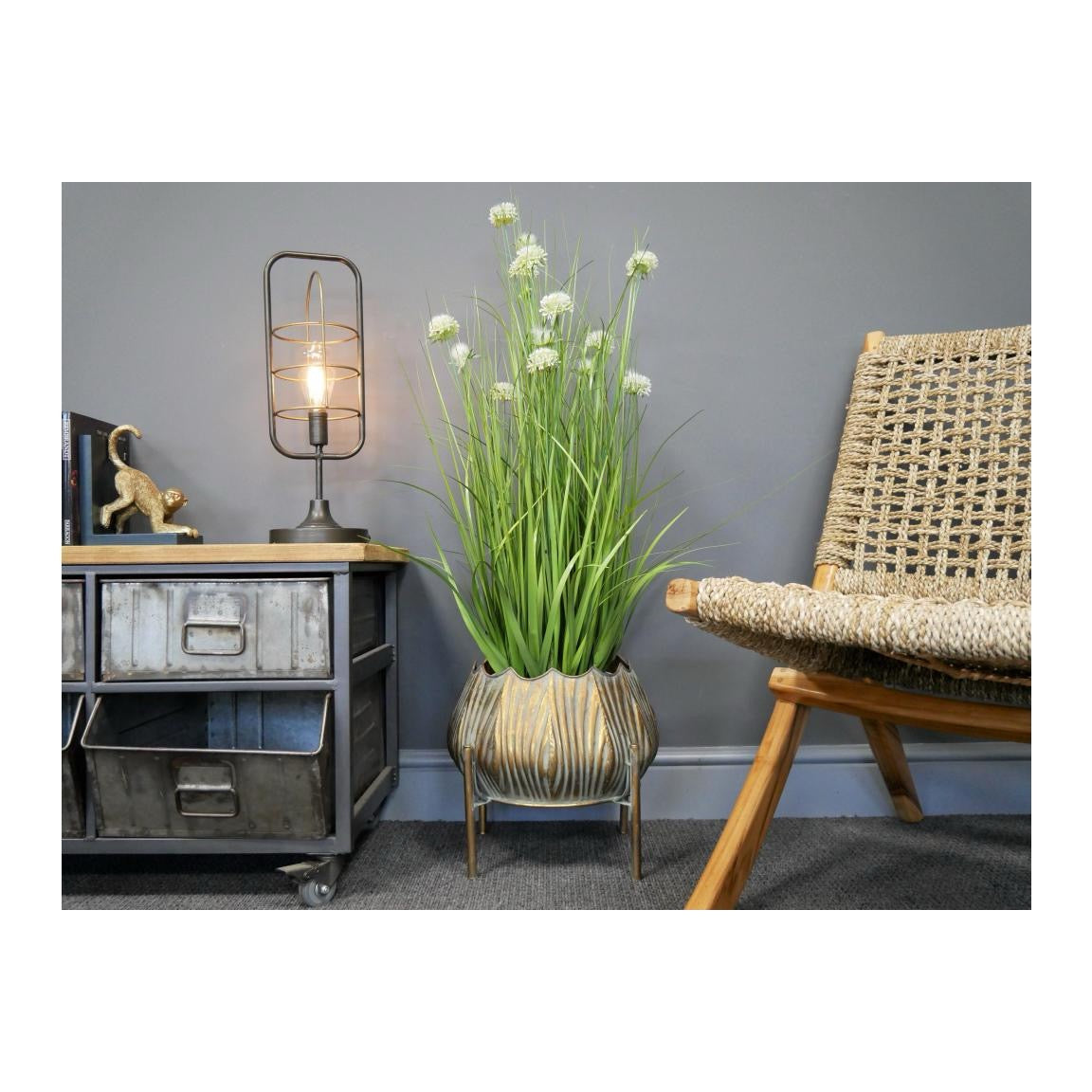 Gold Metal Scalloped Planter