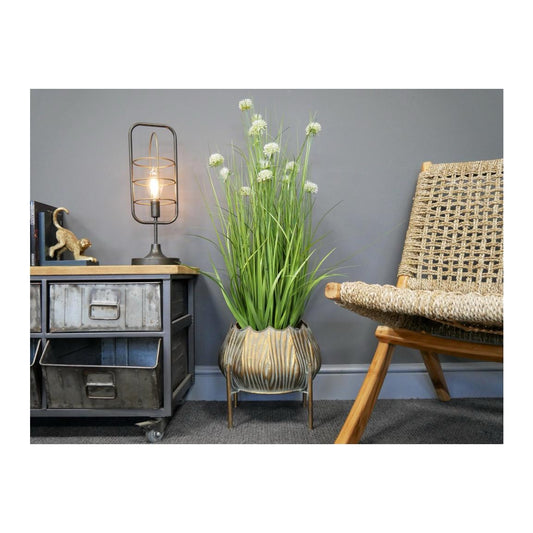 Gold Metal Scalloped Planter