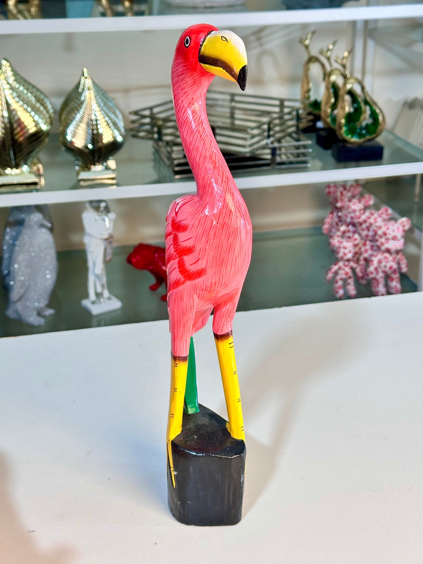 Pink Wooden Bird Figure