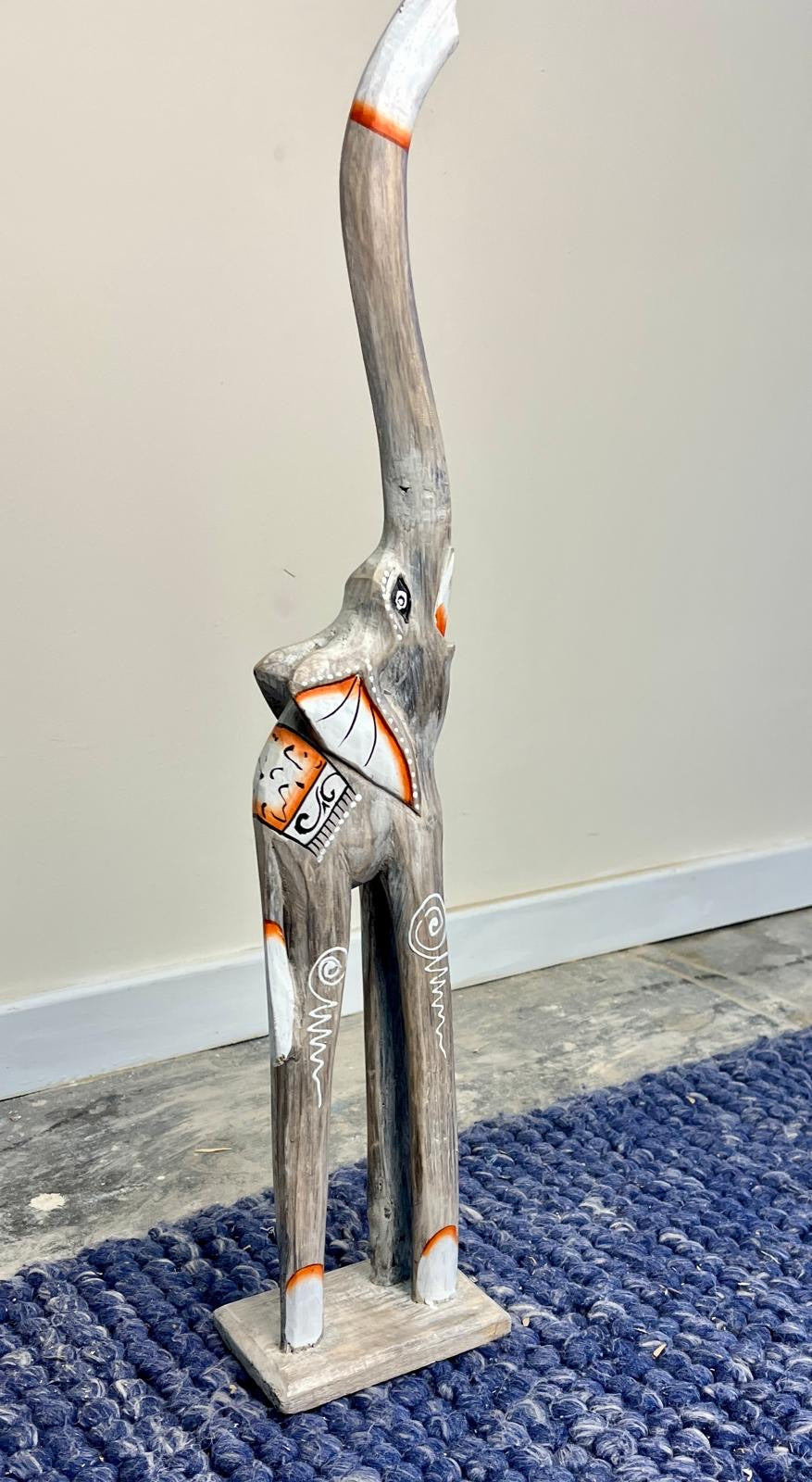 wooden patterned elephant 63cm