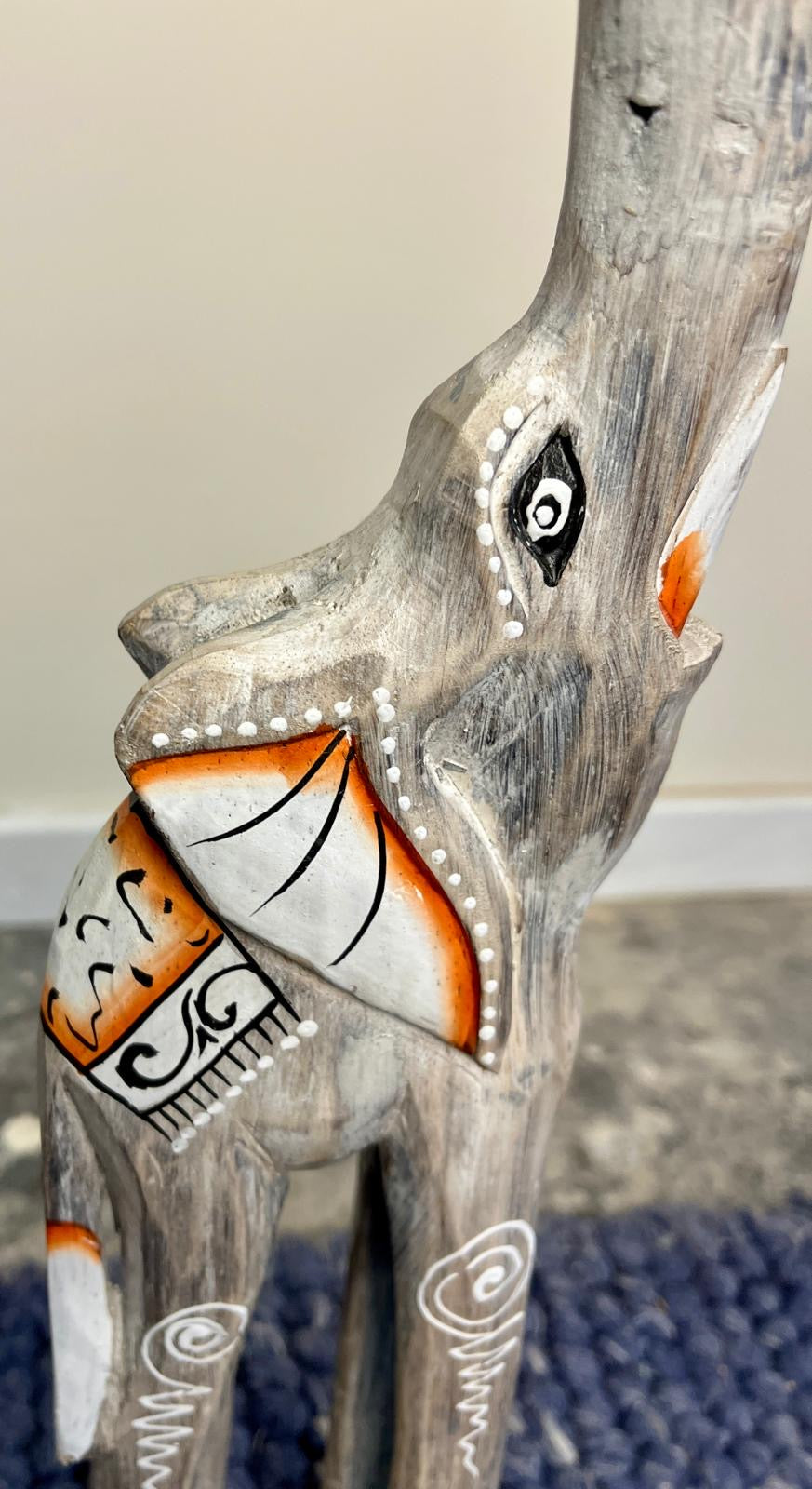 wooden patterned elephant 63cm