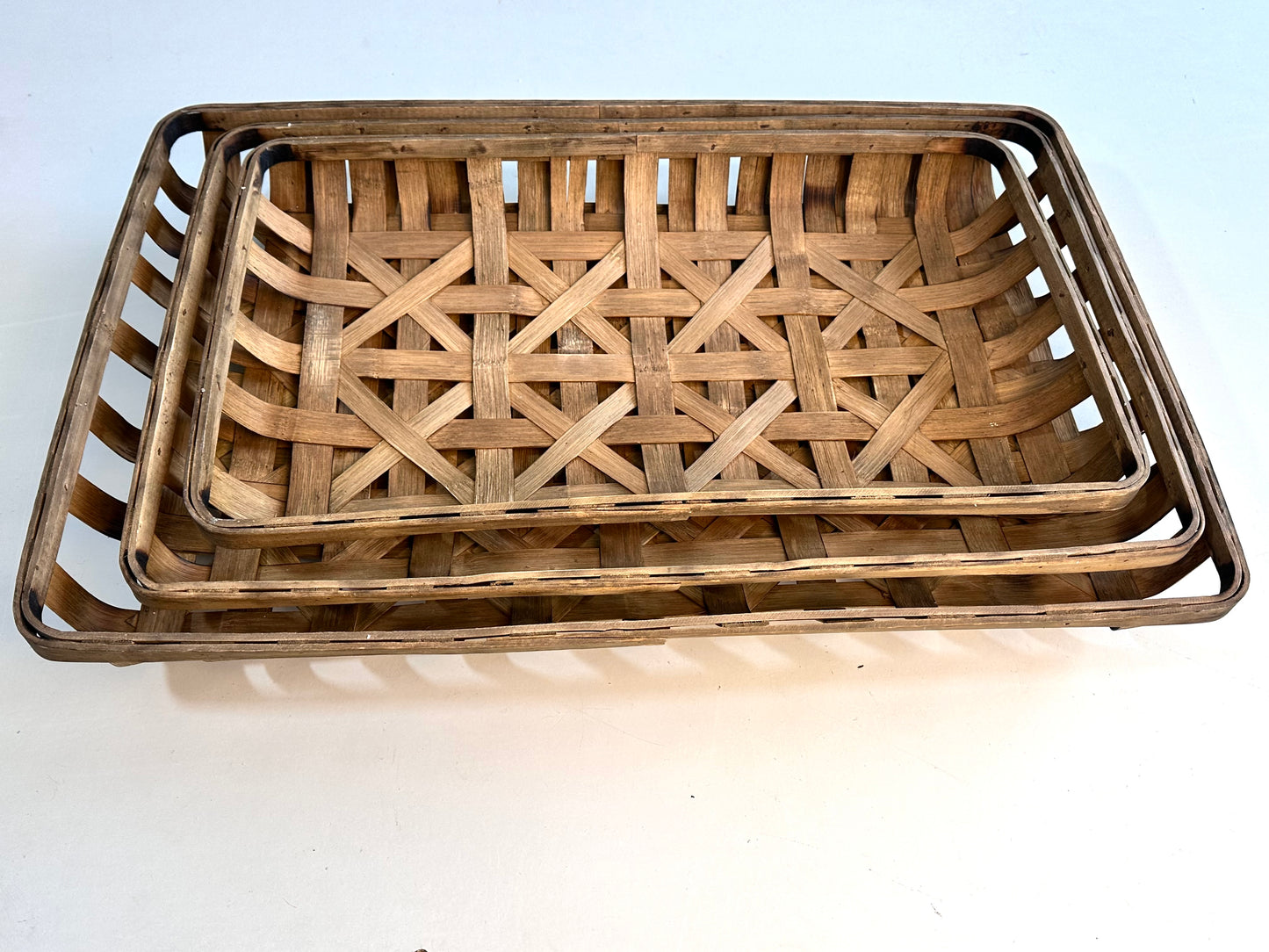 Set of three Hand-crafted Tobacco Baskets