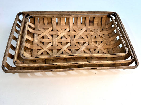 Set of three Hand-crafted Tobacco Baskets