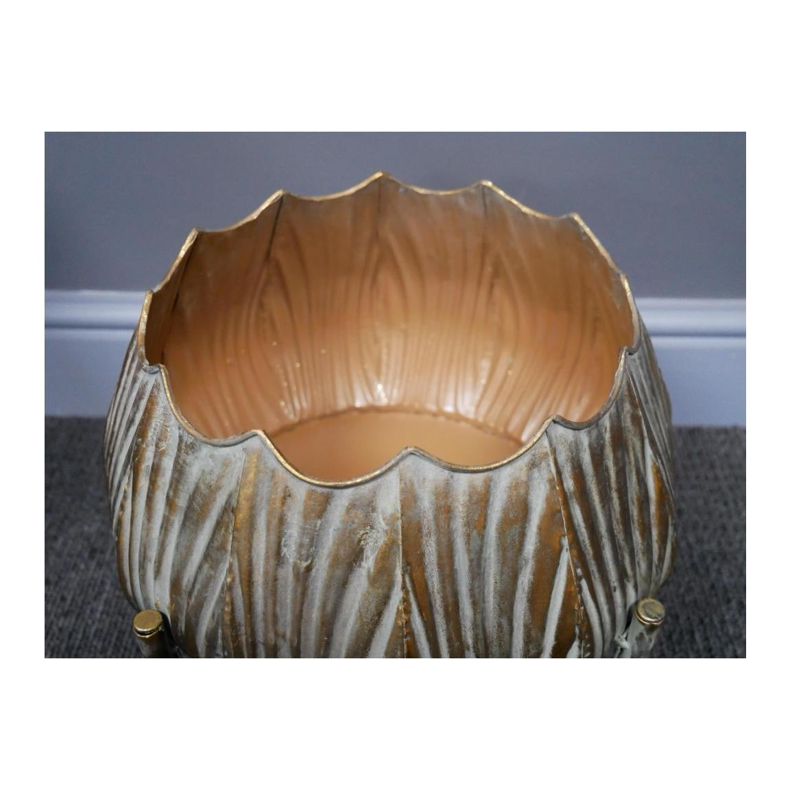 Gold Metal Scalloped Planter