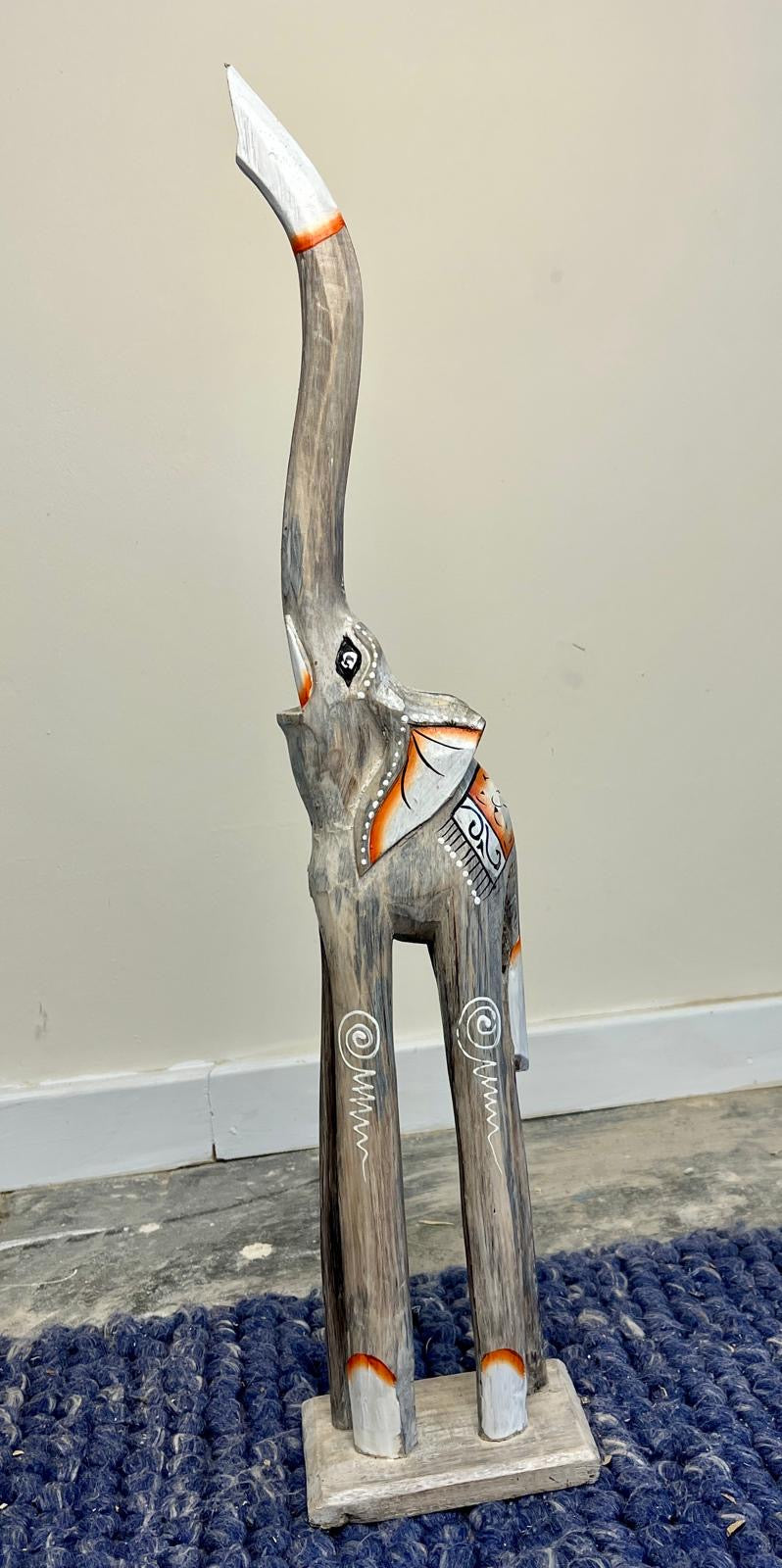 wooden patterned elephant 63cm