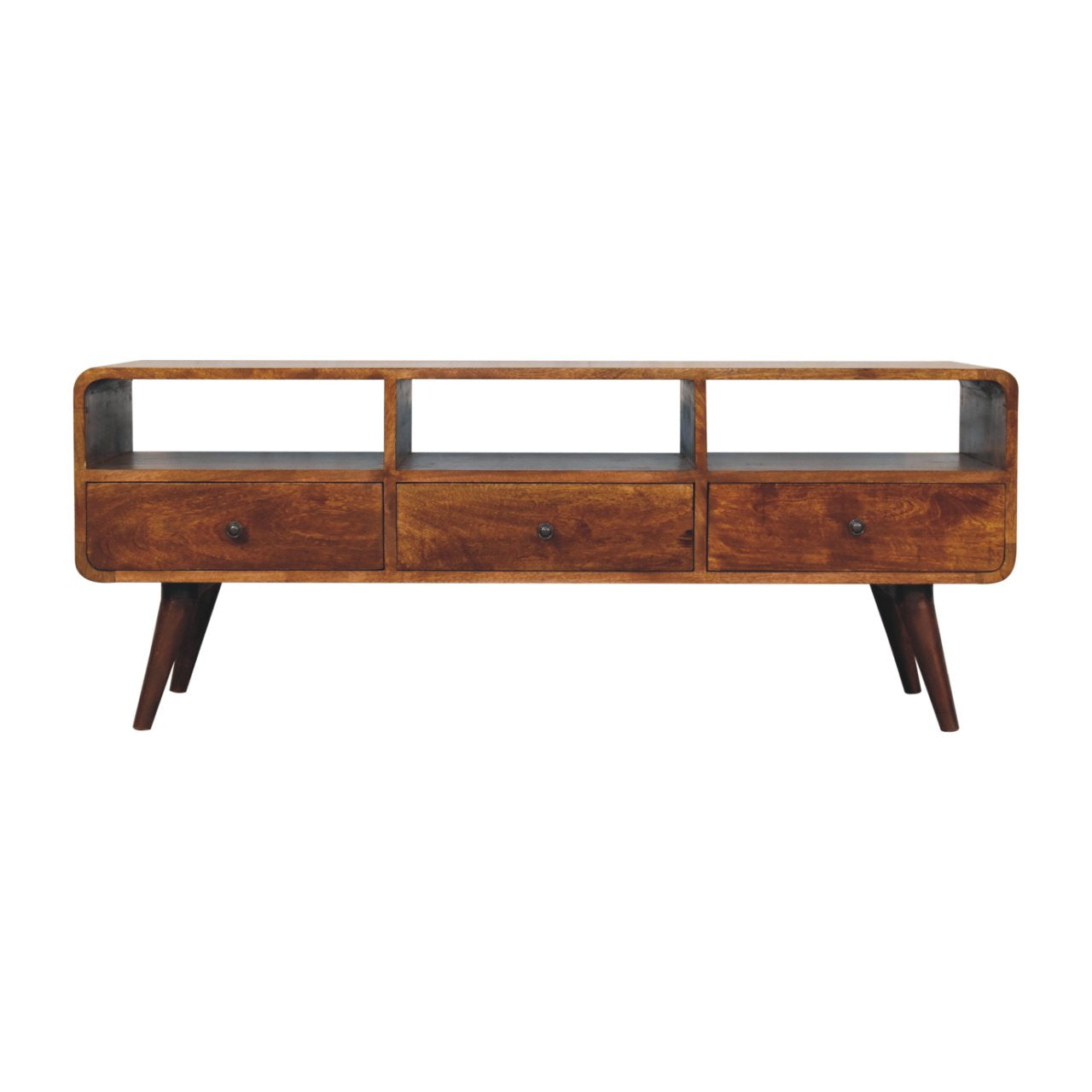 Mid-Century Trio Curved Chestnut Media Unit