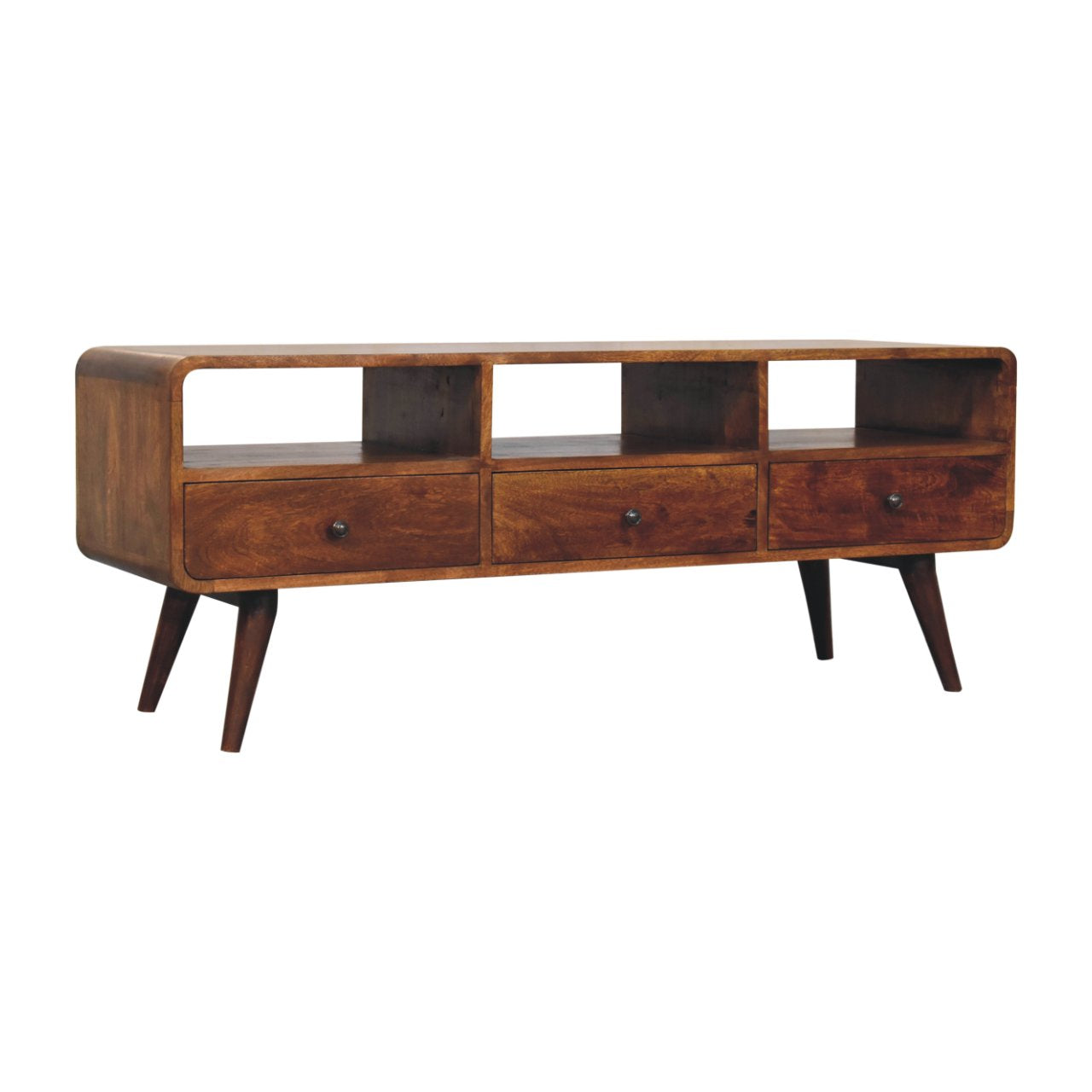 Mid-Century Trio Curved Chestnut Media Unit