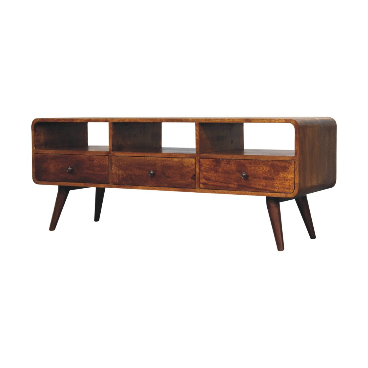 Mid-Century Trio Curved Chestnut Media Unit