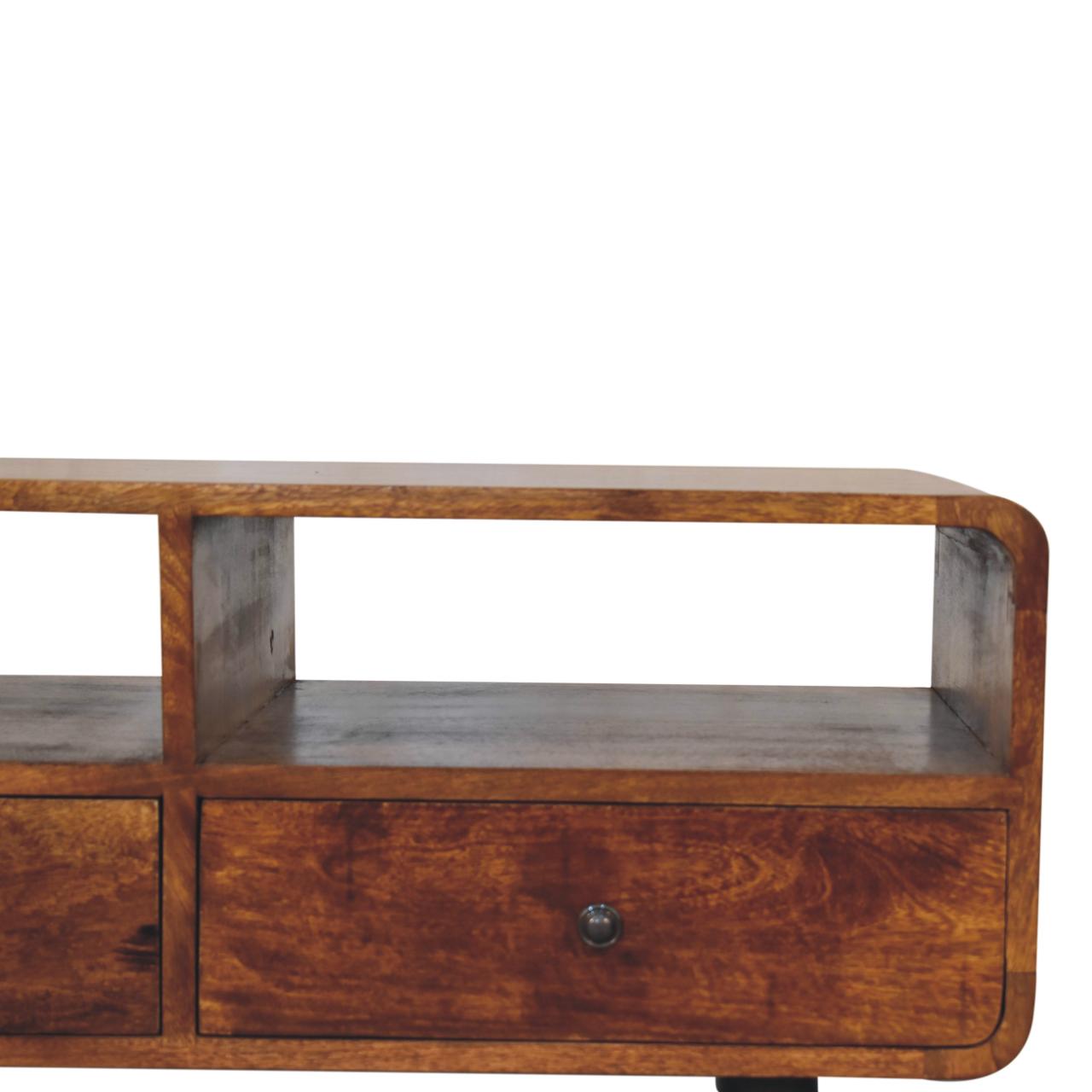 Mid-Century Trio Curved Chestnut Media Unit