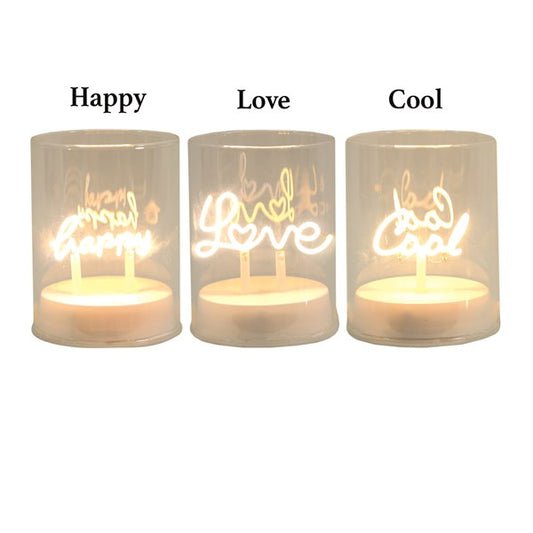 Cool-Happy-Love Set of Three LED Lights White 10cm