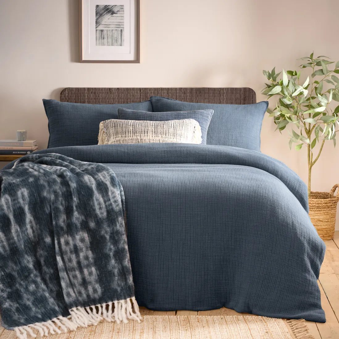 Ribble Acid Washed Duvet Cover Set Navy (king)
