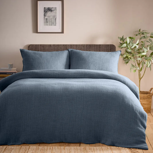 Ribble Acid Washed Duvet Cover Set Navy (king)
