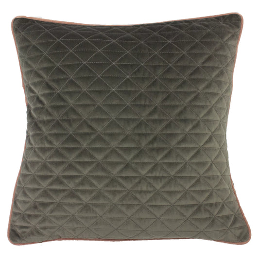 Paoletti Quartz Quilted Velvet Piped Cushion