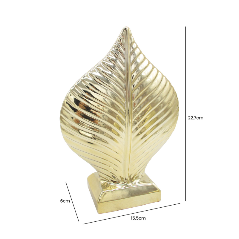 Medium Champagne Gold Leaf Ceramic Sculpture