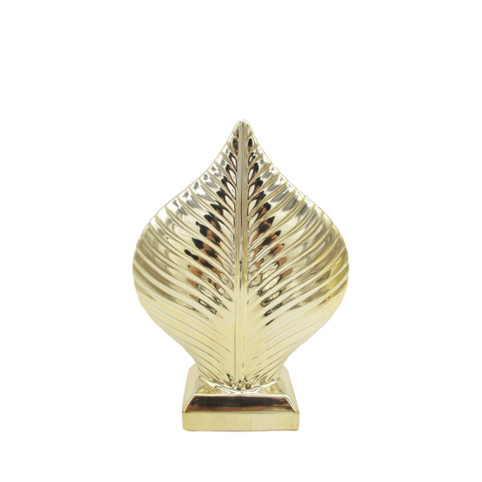 Medium Champagne Gold Leaf Ceramic Sculpture