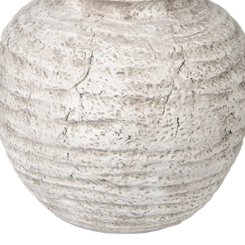 33cm Handmade Antique White Terracotta Pot