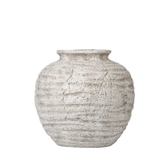 33cm Handmade Antique White Terracotta Pot