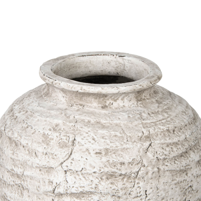 33cm Handmade Antique White Terracotta Pot