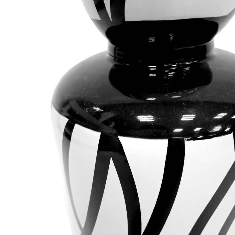 25cm White and Black Ceramic Vase