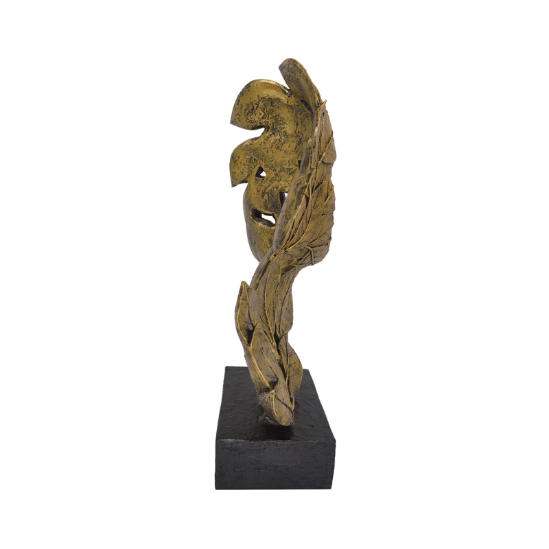 32.2cm Gold Polyresin Face and Leaf Figurine