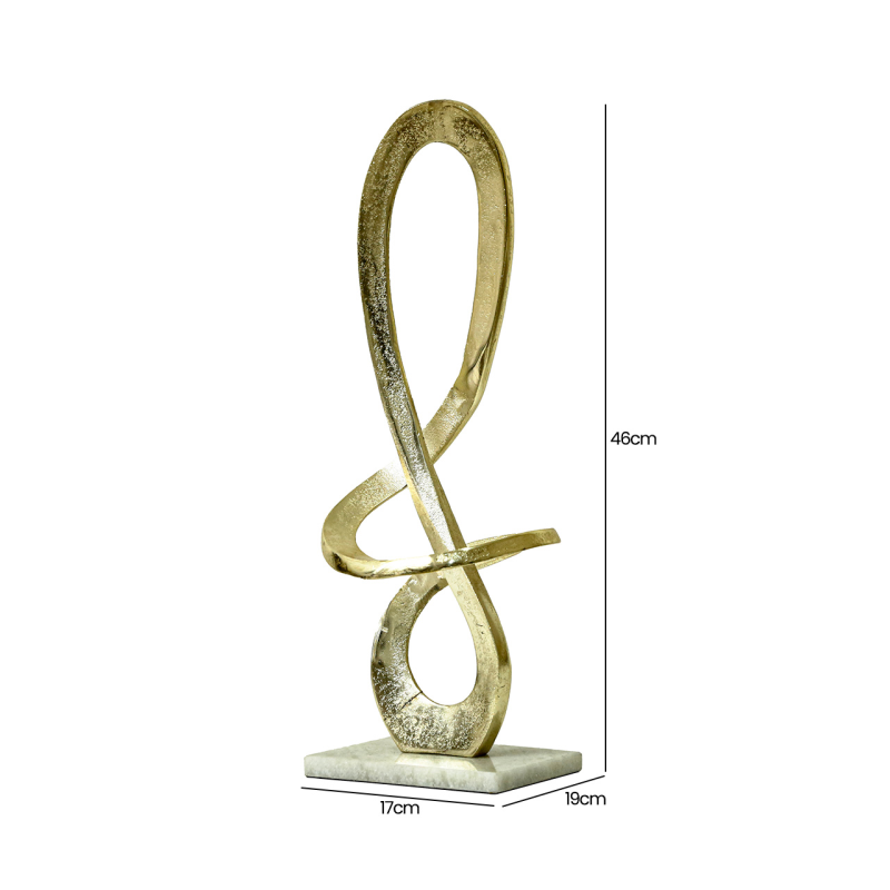46cm Light Gold Metal Sculpture with Marble Base