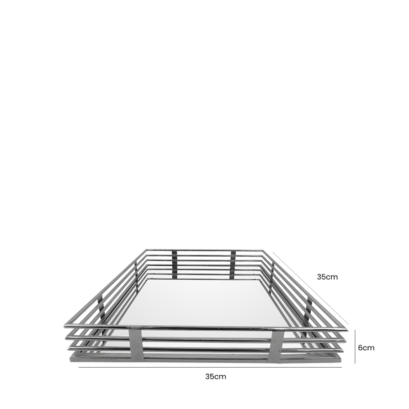Medium 35cm Chrome and Mirror Tray