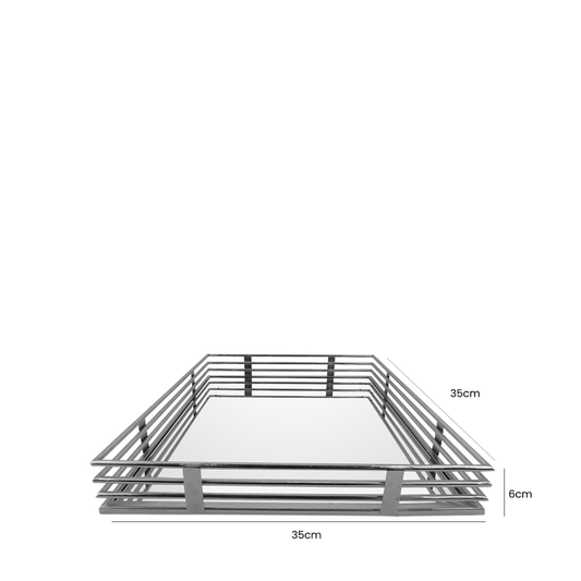 Medium 35cm Chrome and Mirror Tray
