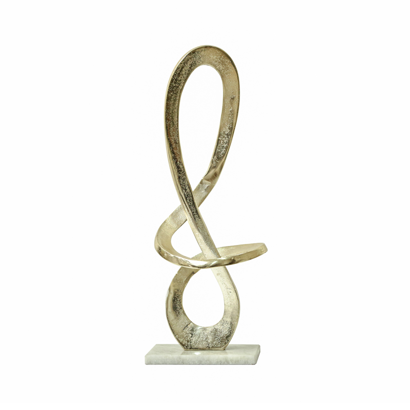 46cm Light Gold Metal Sculpture with Marble Base