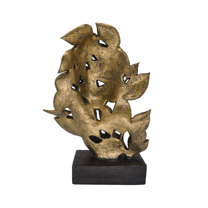 32.2cm Gold Polyresin Face and Leaf Figurine