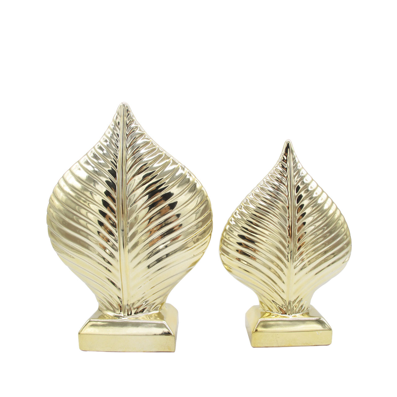 Large Champagne Gold Leaf Ceramic Sculpture