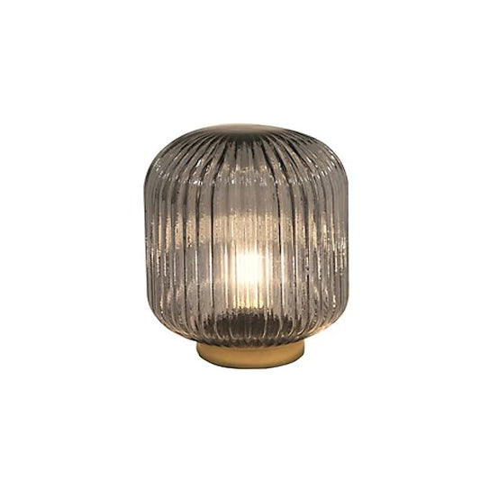 Straits Grey Ribbed Glass Oval Globe Table Lamp 19.5cm