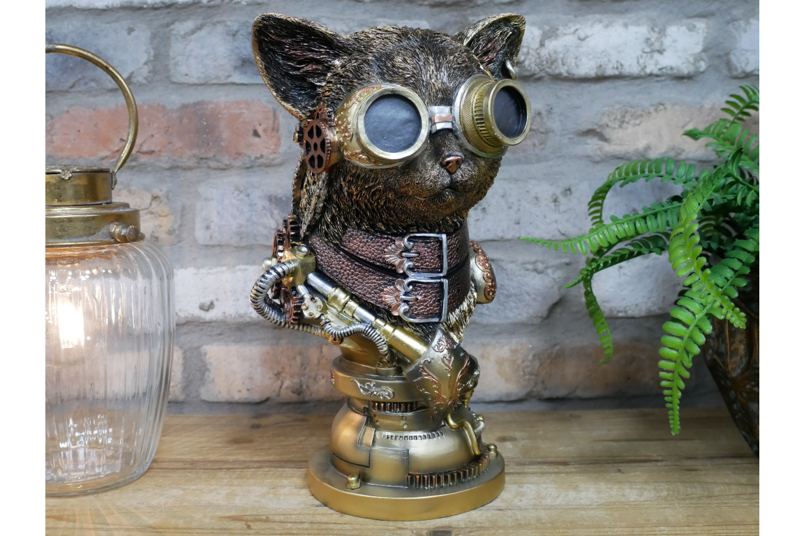 Steampunk Cat Home Decor Bust Statue