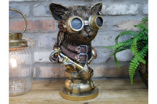 Steampunk Cat Home Decor Bust Statue Resin Material