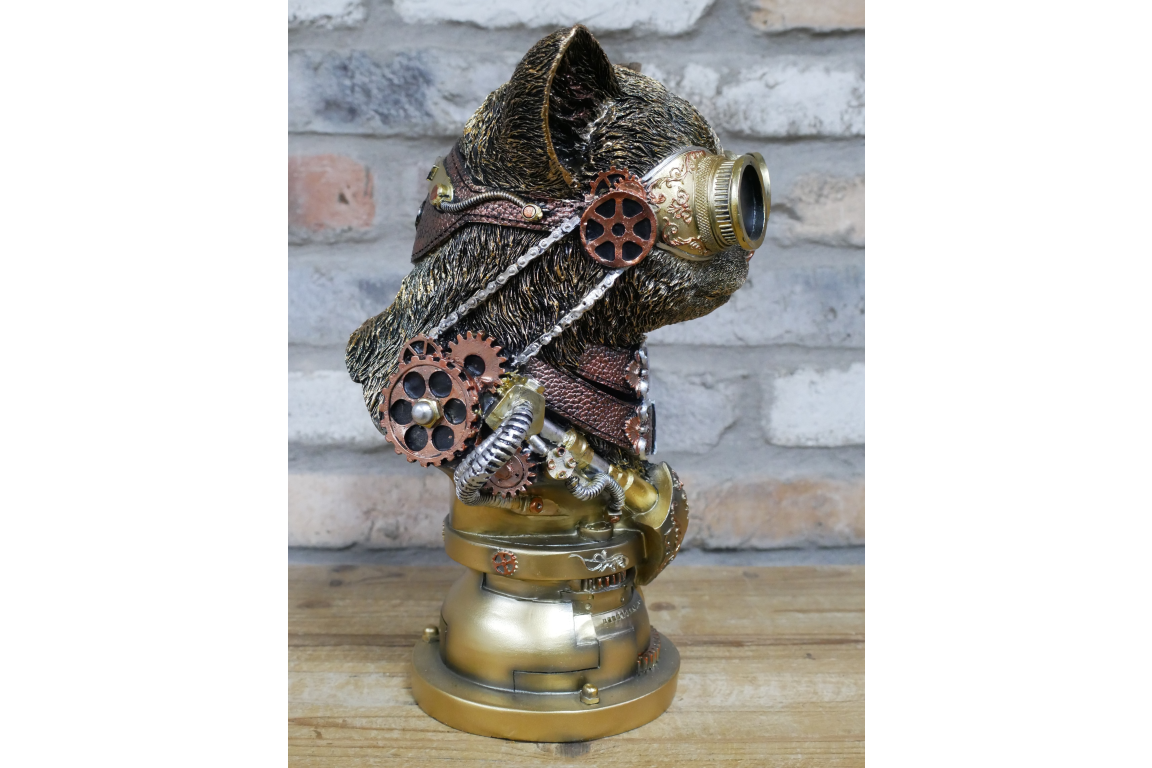 Steampunk Cat Home Decor Bust Statue