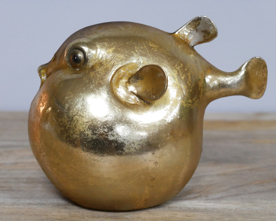 Smooth Gold Puffer Fish Ornament