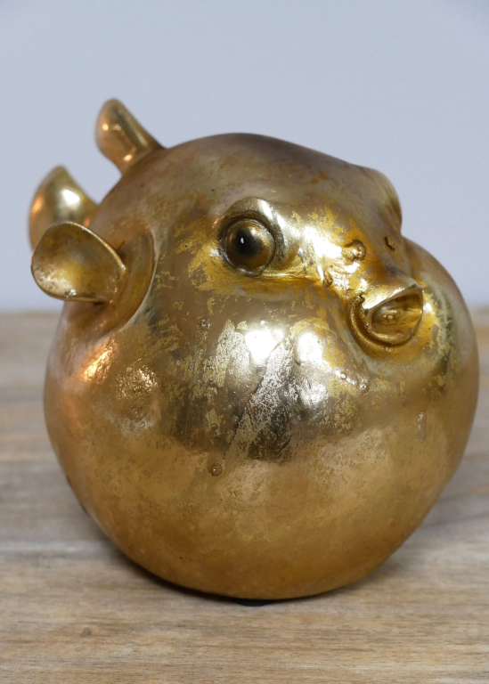 Smooth Gold Puffer Fish Ornament