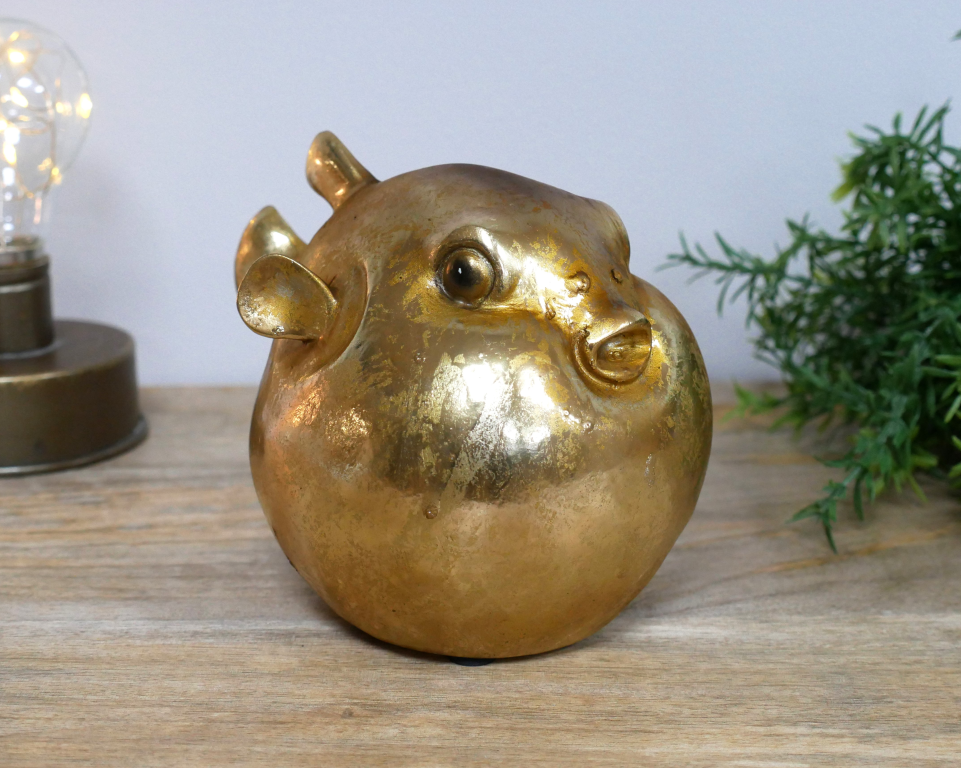 Smooth Gold Puffer Fish Ornament