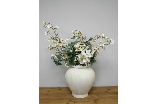 Stone Effect Rustic Cream Metal Vase