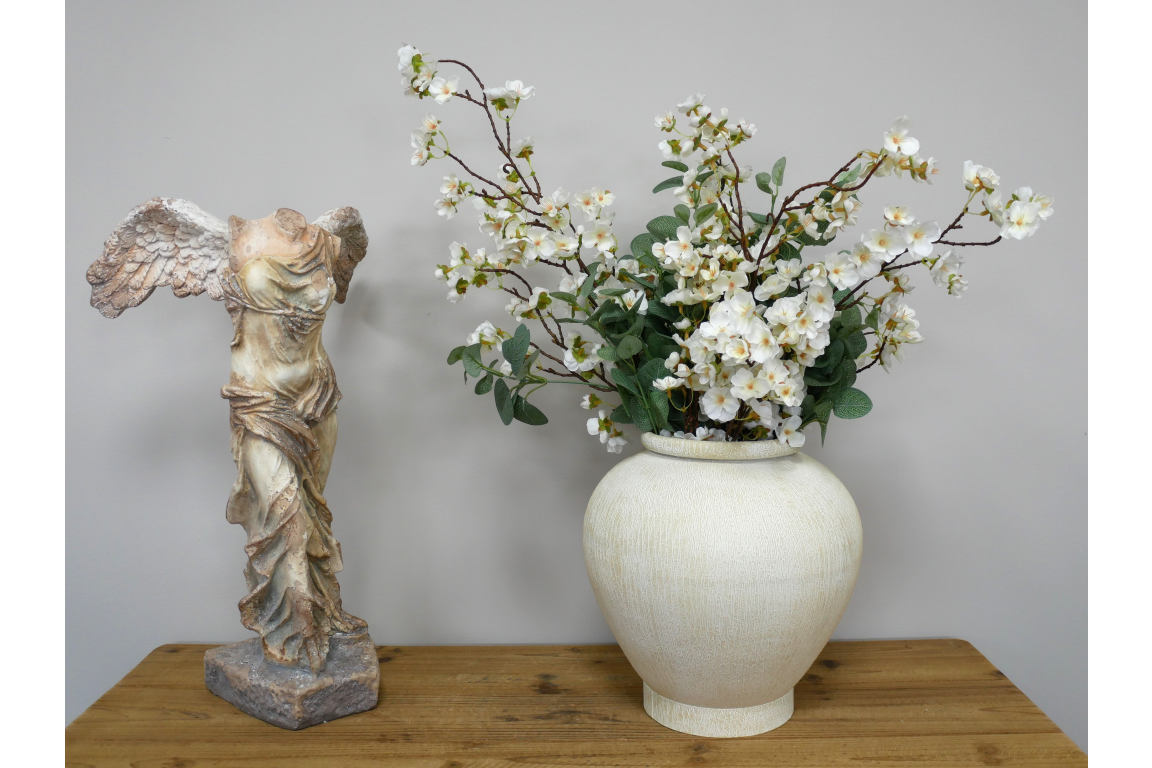 Stone Effect Rustic Cream Metal Vase