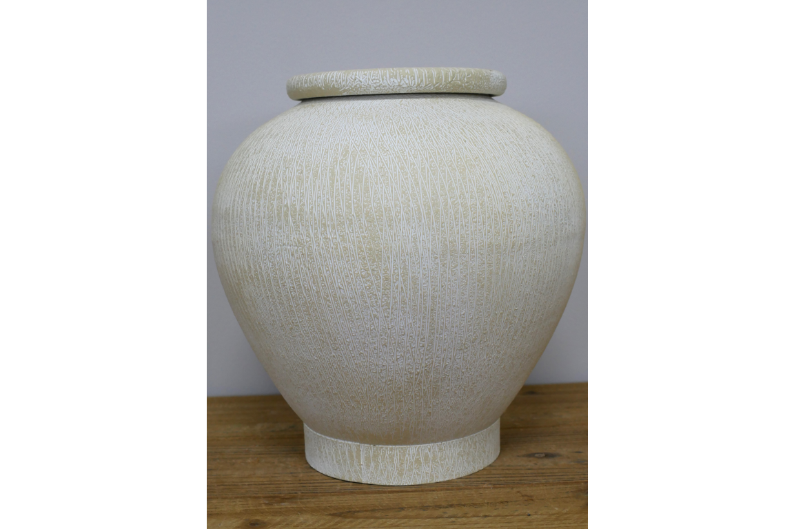 Stone Effect Rustic Cream Metal Vase