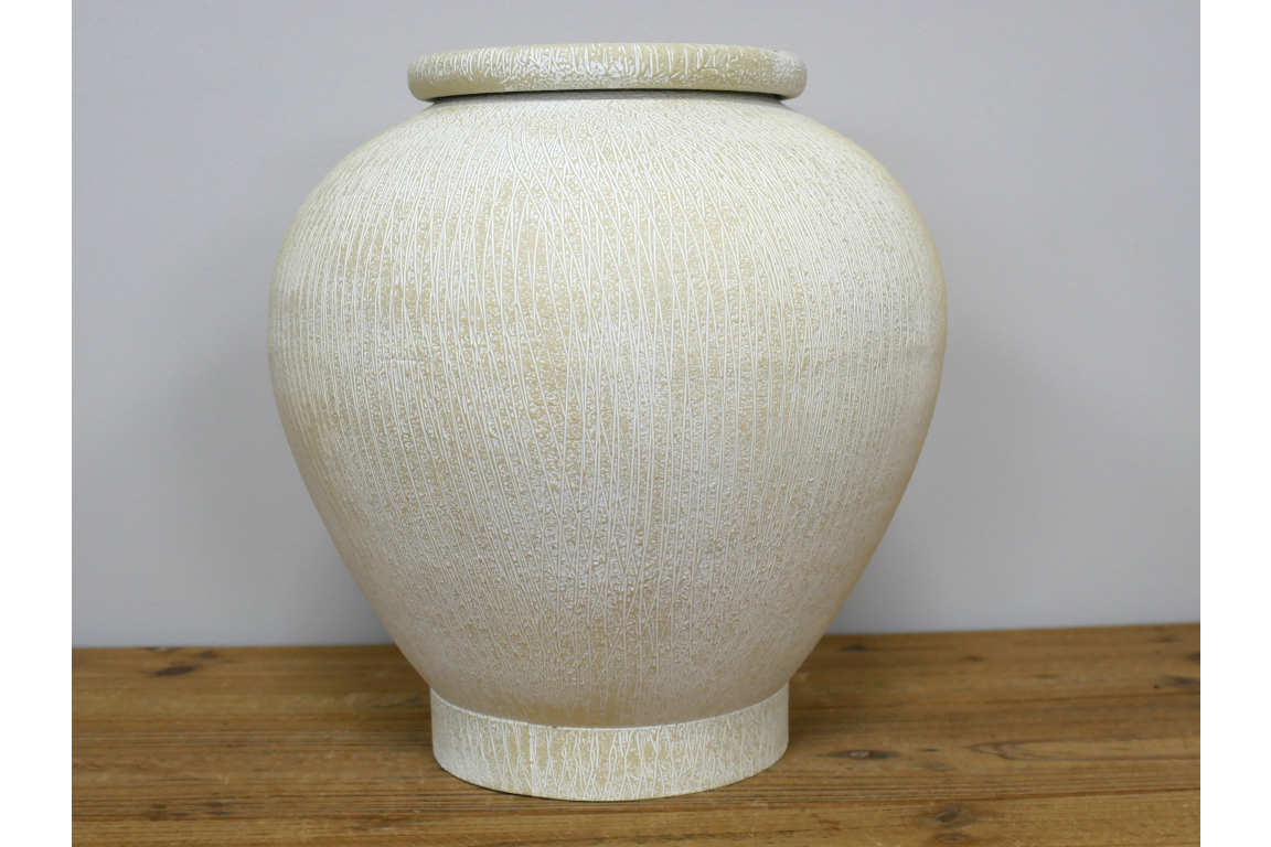 Stone Effect Rustic Cream Metal Vase