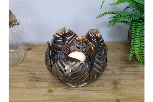 Copper Leaf Candle Holder