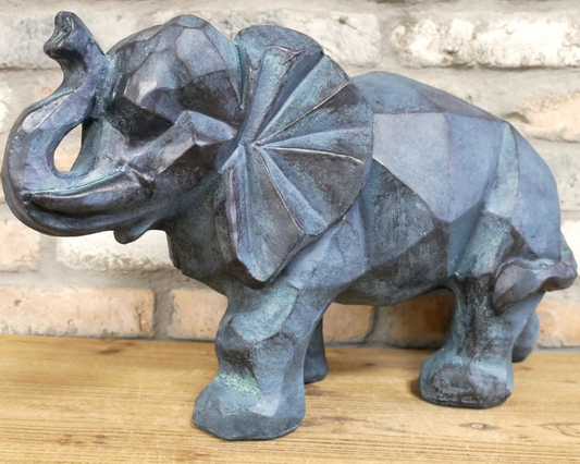 Large Elephant Statue In Antique Grey 50cm