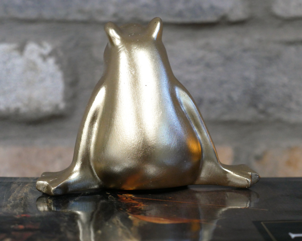 Gold Sitting Frog Crossed Legged Ornamental Figure For Shelf