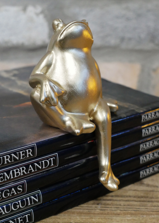 Gold Sitting Frog Ornamental Figure For Shelf