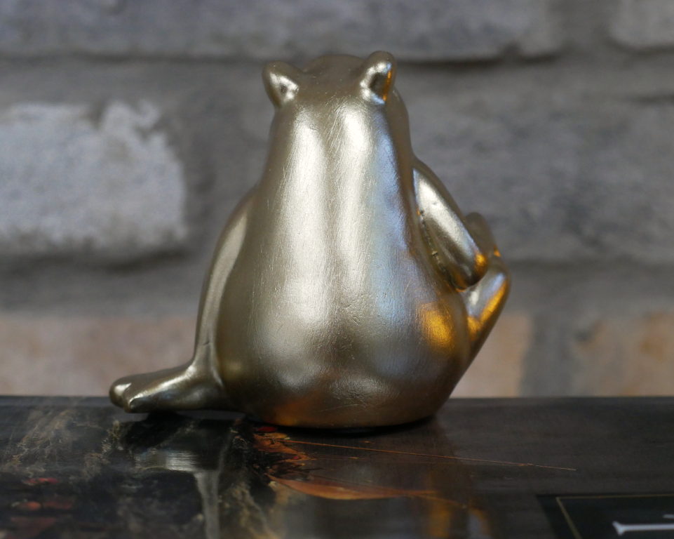 Gold Sitting Frog Ornamental Figure For Shelf