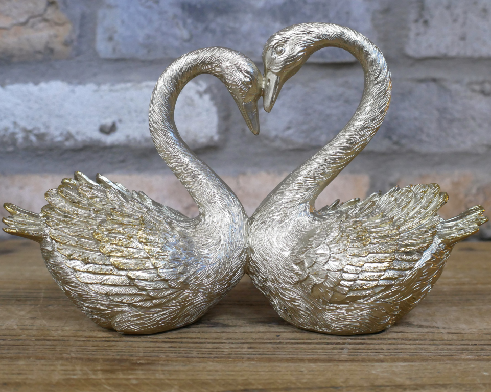 Pair Of Gold Love Swans Ornament