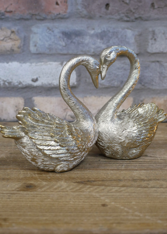 Pair Of Gold Love Swans Ornament
