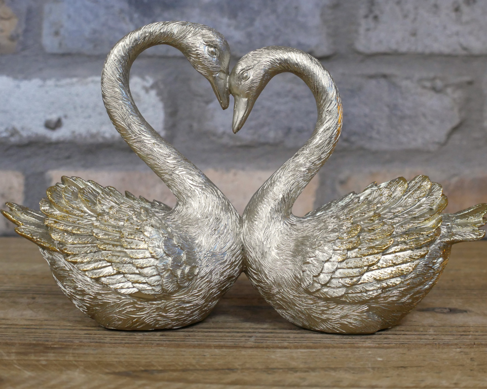 Pair Of Gold Love Swans Ornament